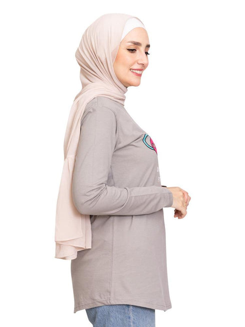 Forest Grey Printed Long - Sleeve Design 50 - Khotwh